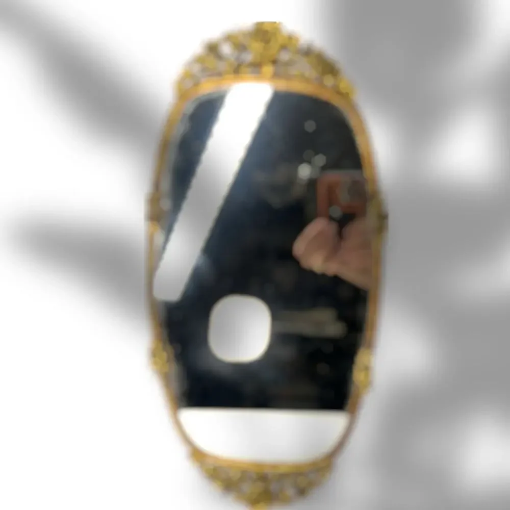 Vintage Ornate Gold Mirror Vanity Tray or Wall Hanging Gilded Signed Numbered